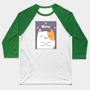 Dreaming Cat Among the Stars Baseball T-Shirt